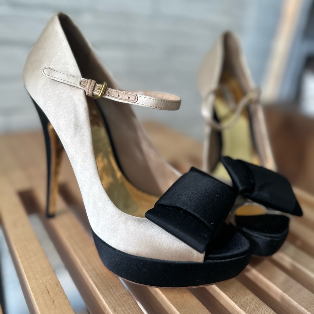 🎁✨Miu Miu Platform Peep Toe Pumps | Satin Bow Designer Heels | Evening Wedding